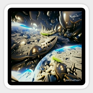 EARTH INVASION ORIGINAL AI DIGITALLY GENERATED ARTWORK Sticker